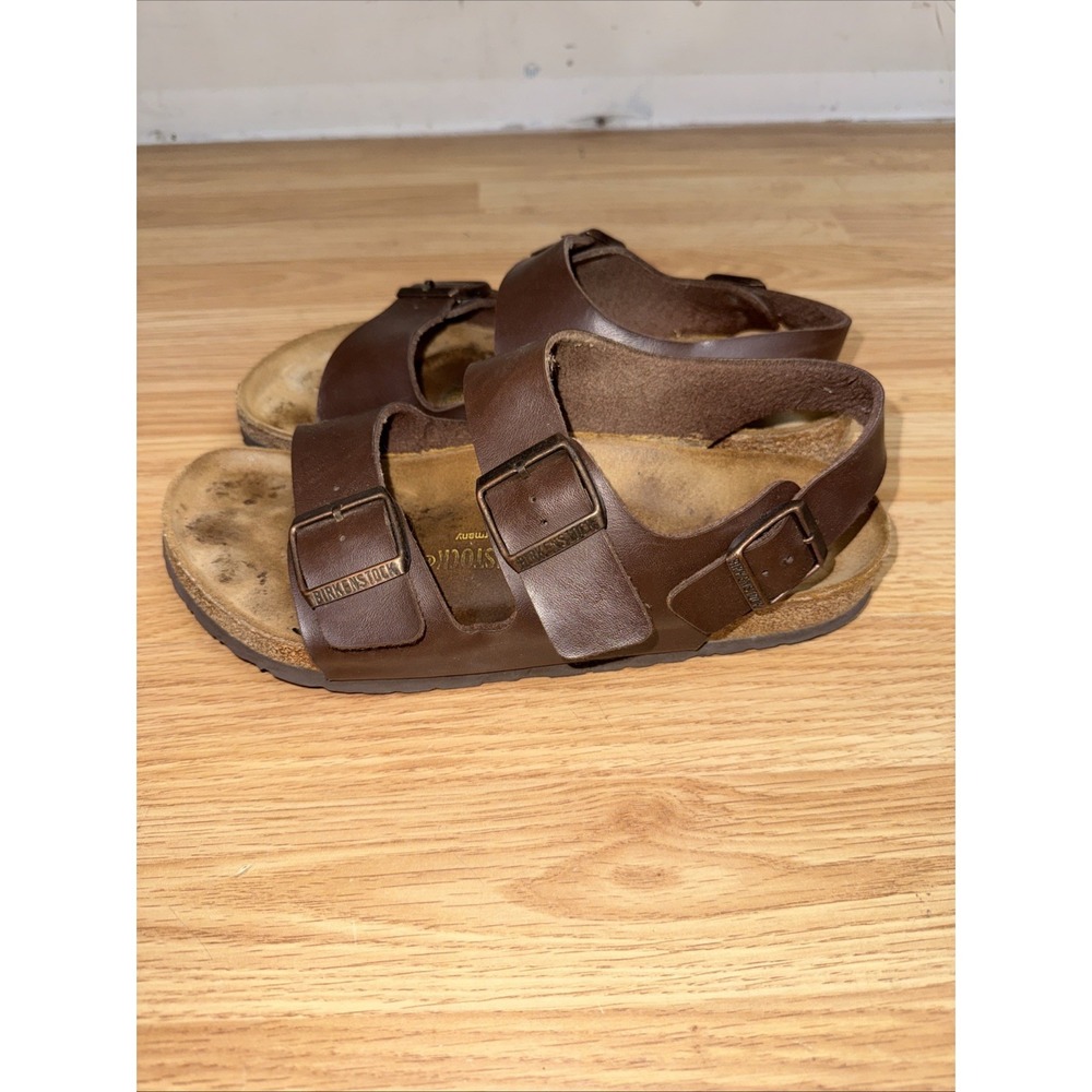 Birkenstock Milano Unisex Mens Size 7 Womens 9 Brown Oiled Leather Strap Sandal